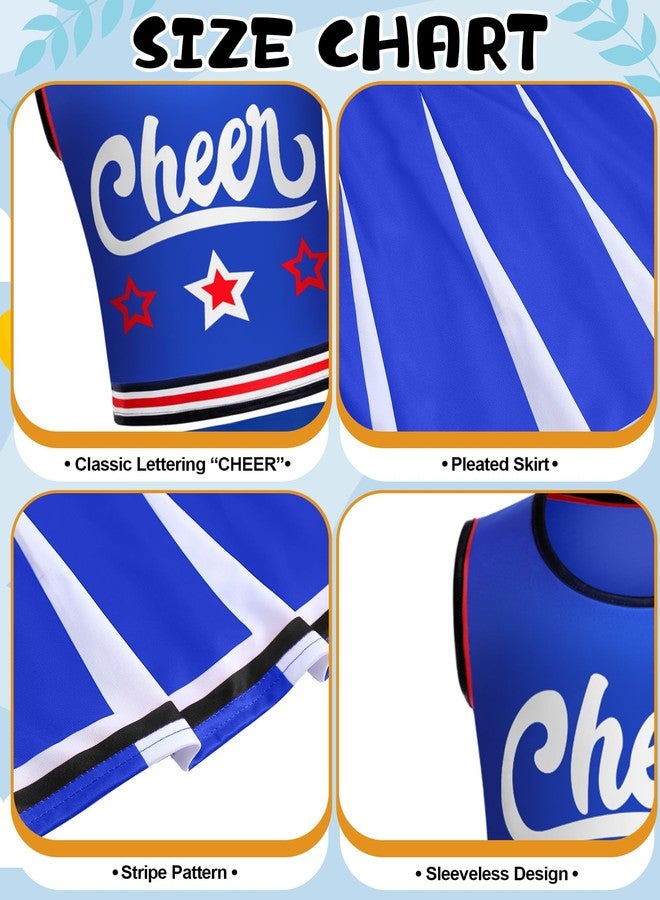 JenPen Cheerleader Costume for Girl, Cute Cheerleading Outfit Cheer Leader Dress for Halloween Cheerleader Gifts(5-7 Year,Blue) - Image 3